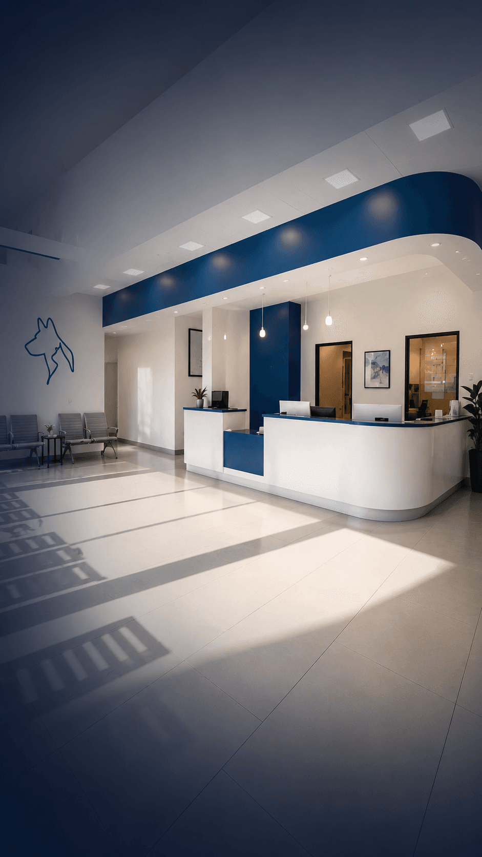 Modern veterinary clinic reception / lobby